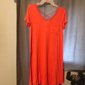Coral straps tee-shirt dress